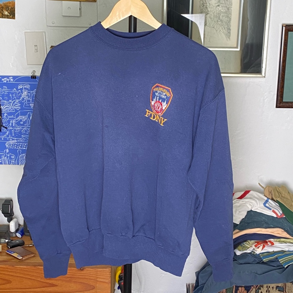 Vintage navy crew neck sweatshirt FDNY crew neck sweatshirt